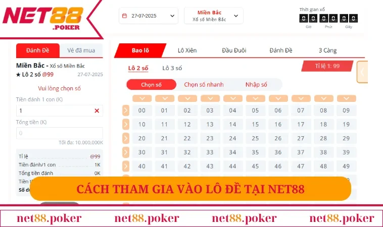 Cách tham gia vào lô đề tại Net88