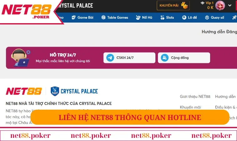 Liên hệ NET88 thông quan Hotline