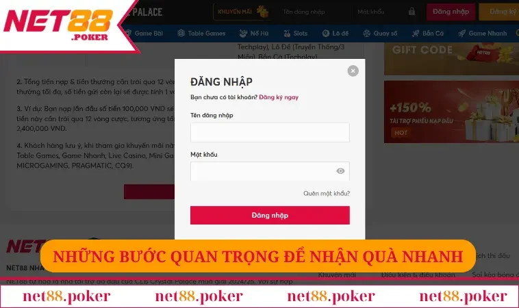 Những bước quan trọng để nhận quà nhanh